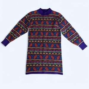 Colorful Patterned Sweater Dress